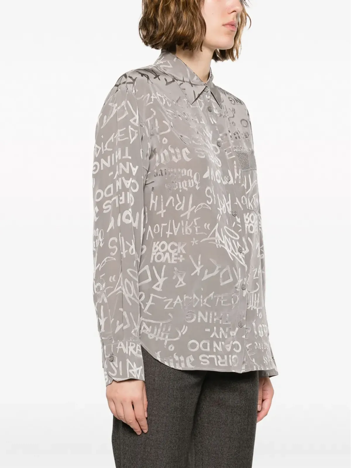 Zadig&Voltaire スローガンプリント シルクシャツ - 画像3
