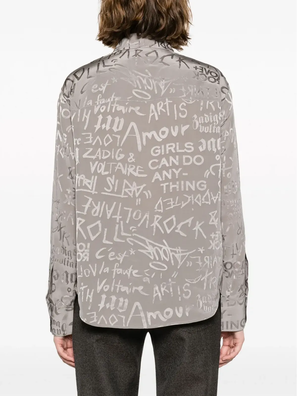Zadig&Voltaire スローガンプリント シルクシャツ - 画像4
