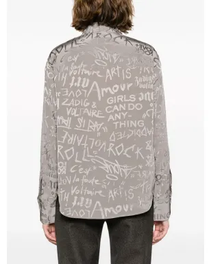 Zadig&Voltaire スローガンプリント シルクシャツ - サムネイル4