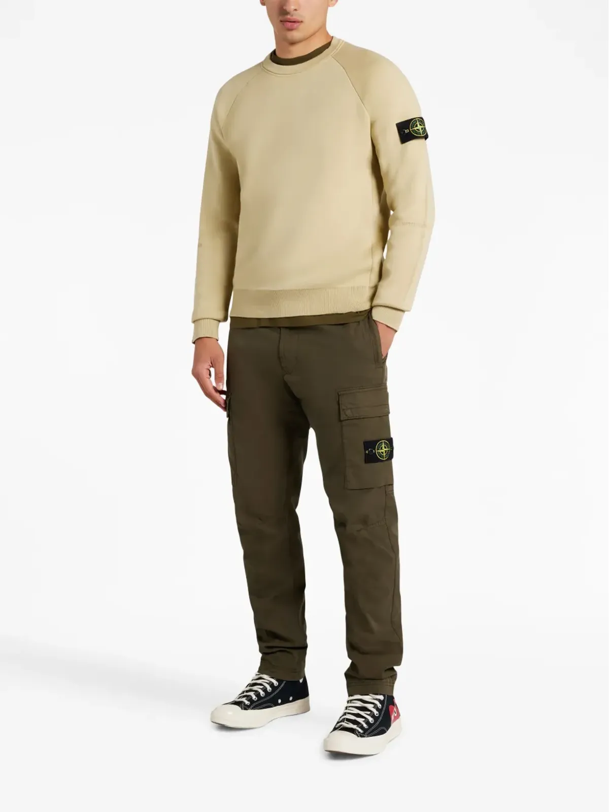 Stone Island コンパス ロゴパッチ ジャージー スウェットシャツ（ベージュ系） - 画像2