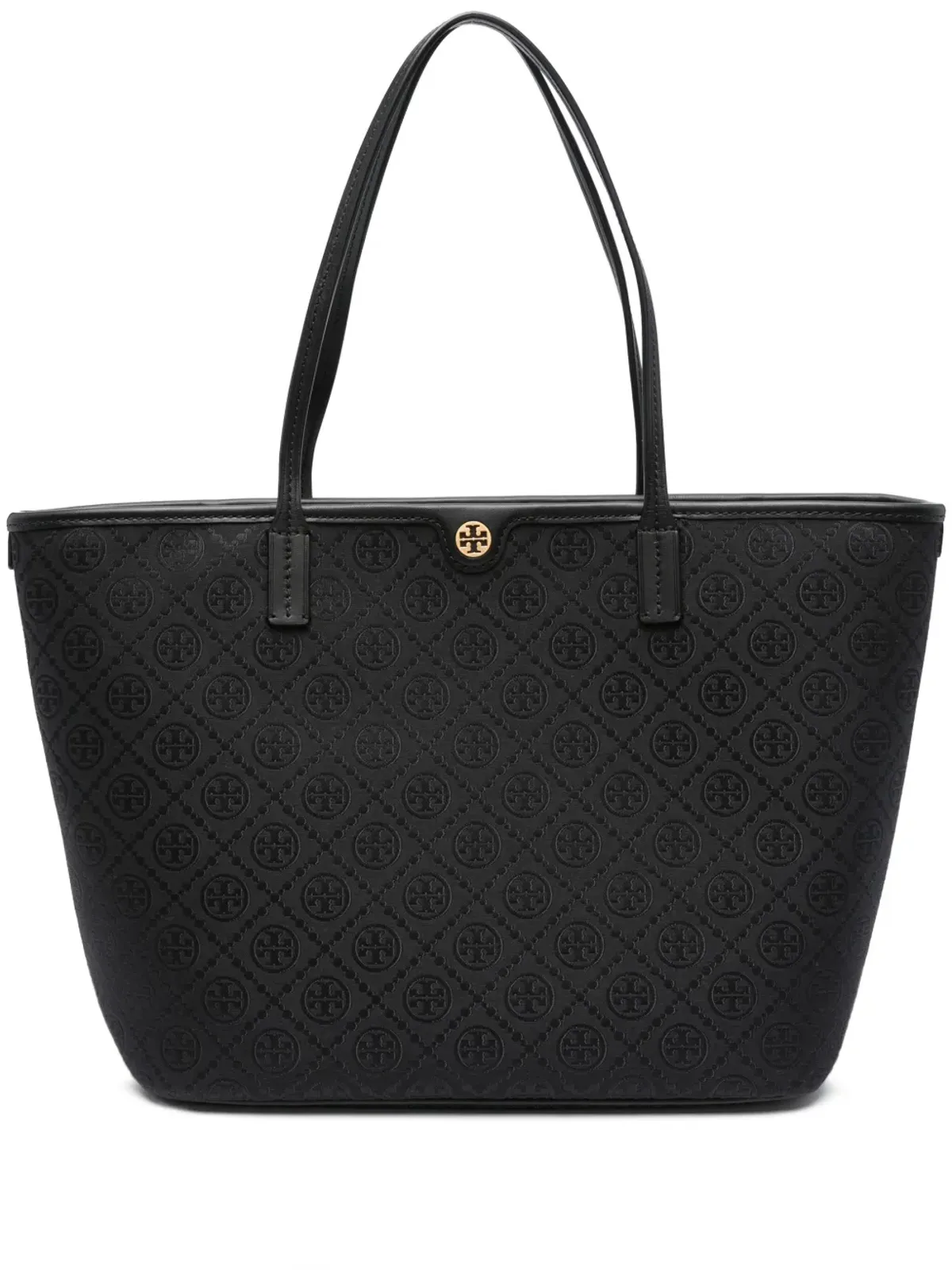 Tory Burch T Monogram ジップ トートバッグ（ブラック） - 画像1