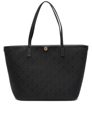 Tory Burch T Monogram ジップ トートバッグ（ブラック） - サムネイル1