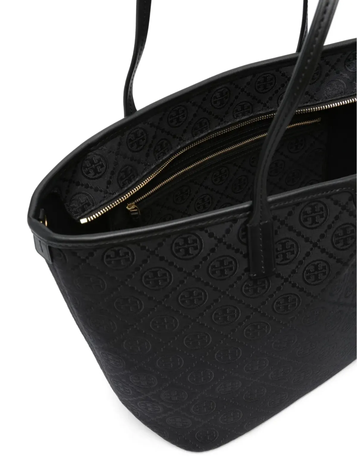 Tory Burch T Monogram ジップ トートバッグ（ブラック） - 画像5
