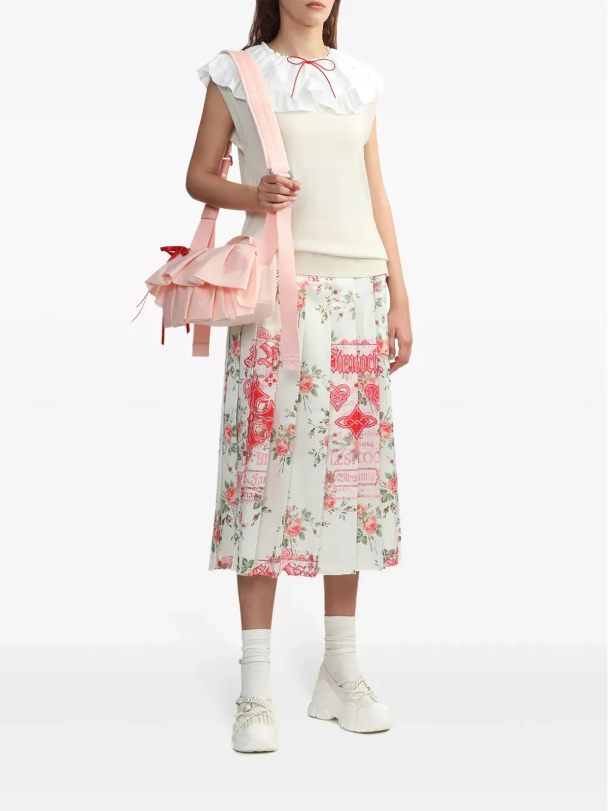 Simone Rocha panelled wool-silk sleeveless dress - White - 画像2