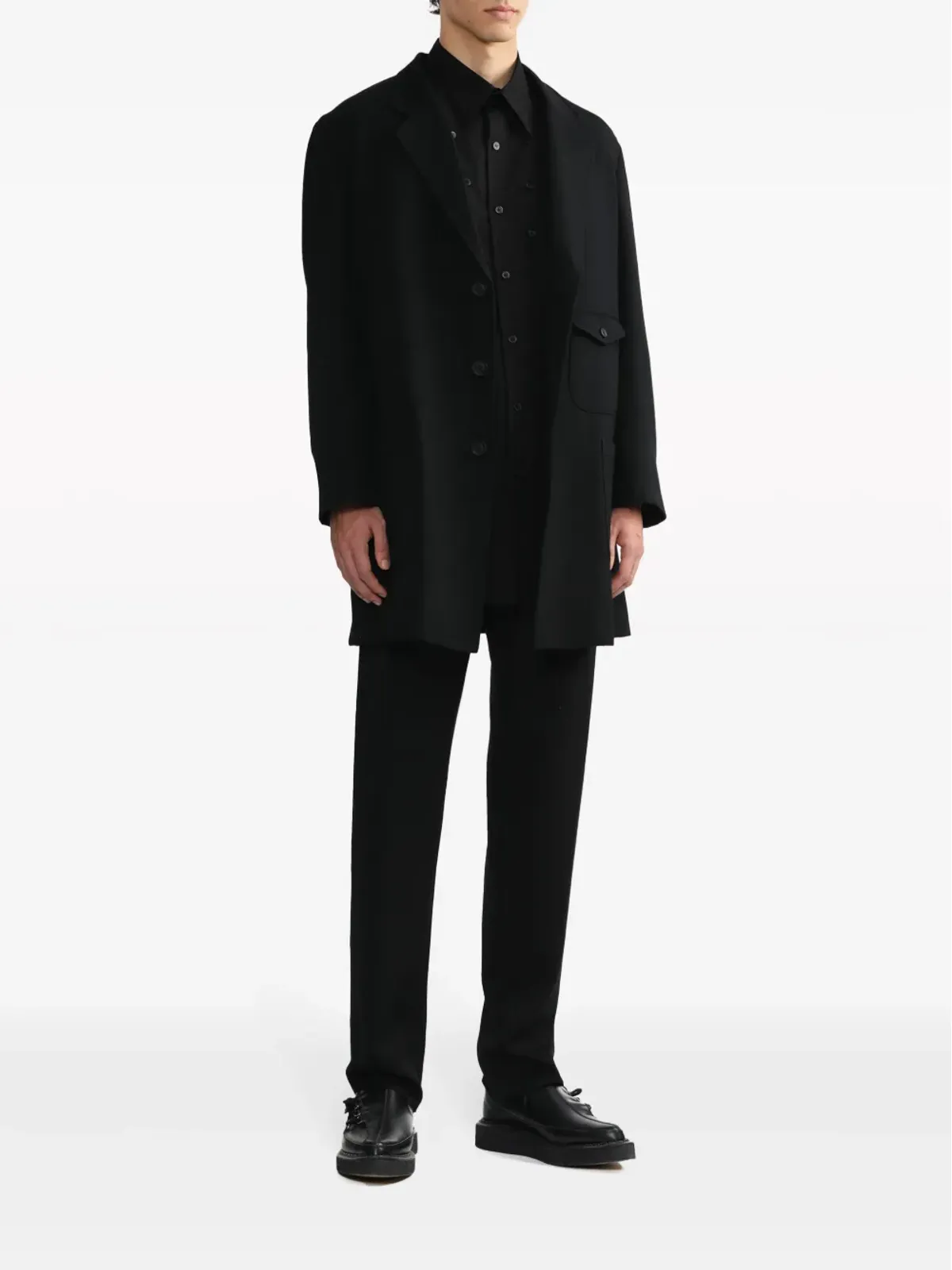 Yohji Yamamoto 長袖ボタン付きコットンシャツ - 画像2