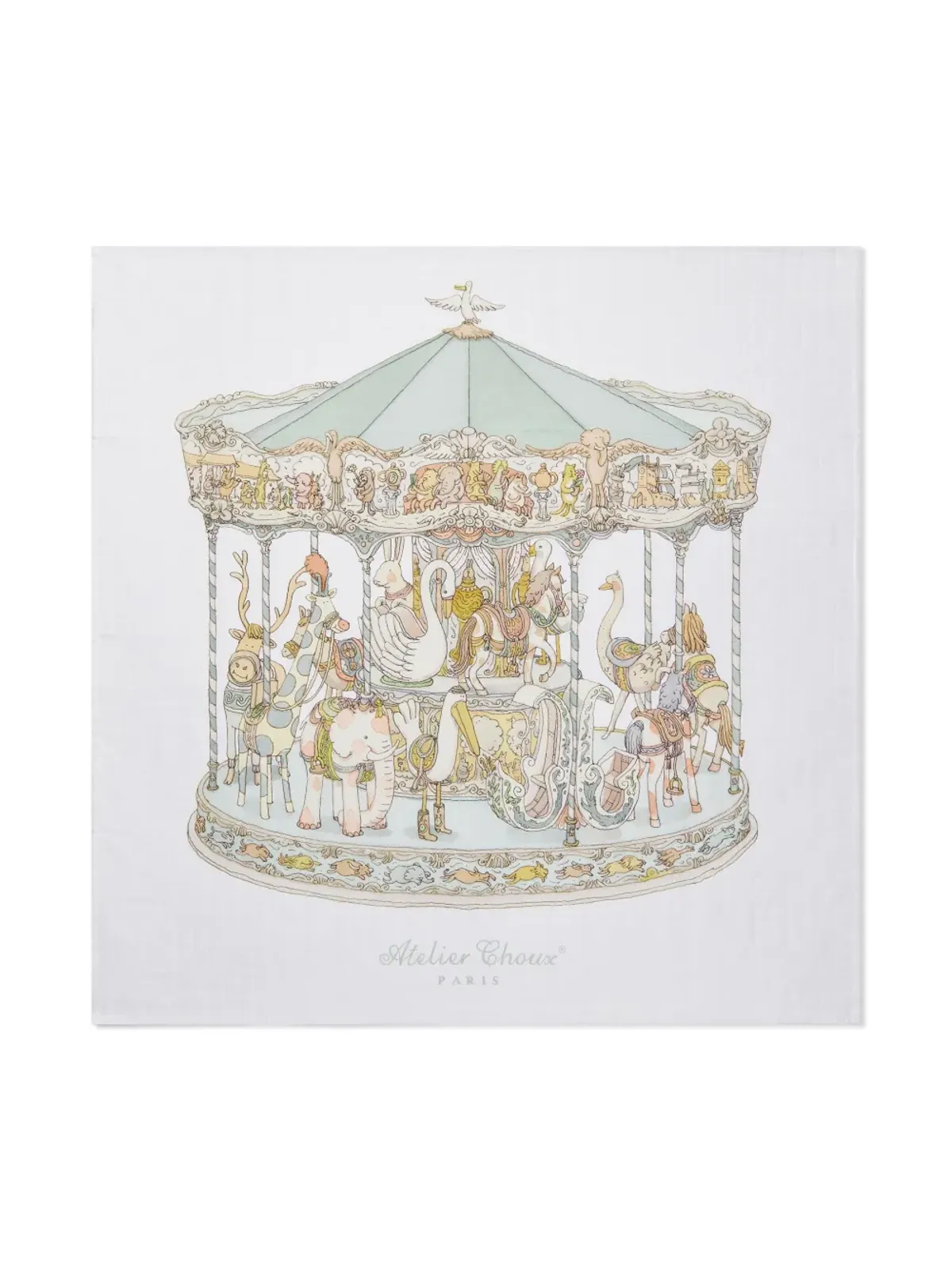 Atelier Choux Carouselプリント コットンブランケット - 画像1