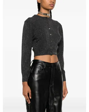 Alexander Wang ハイシャイン クロップドカーディガン（グレー） - サムネイル3