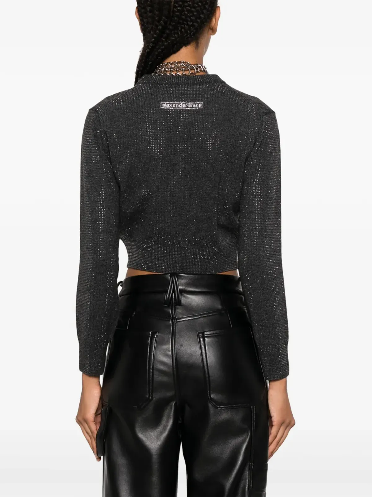Alexander Wang ハイシャイン クロップドカーディガン（グレー） - 画像4