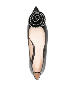 Gianvito Rossi Karina 05 レザー バレリーナシューズ - ブラック - サムネイル4