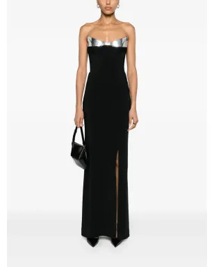 Mugler ストラクチャード・ストラップレス・マキシドレス - ブラック - サムネイル2