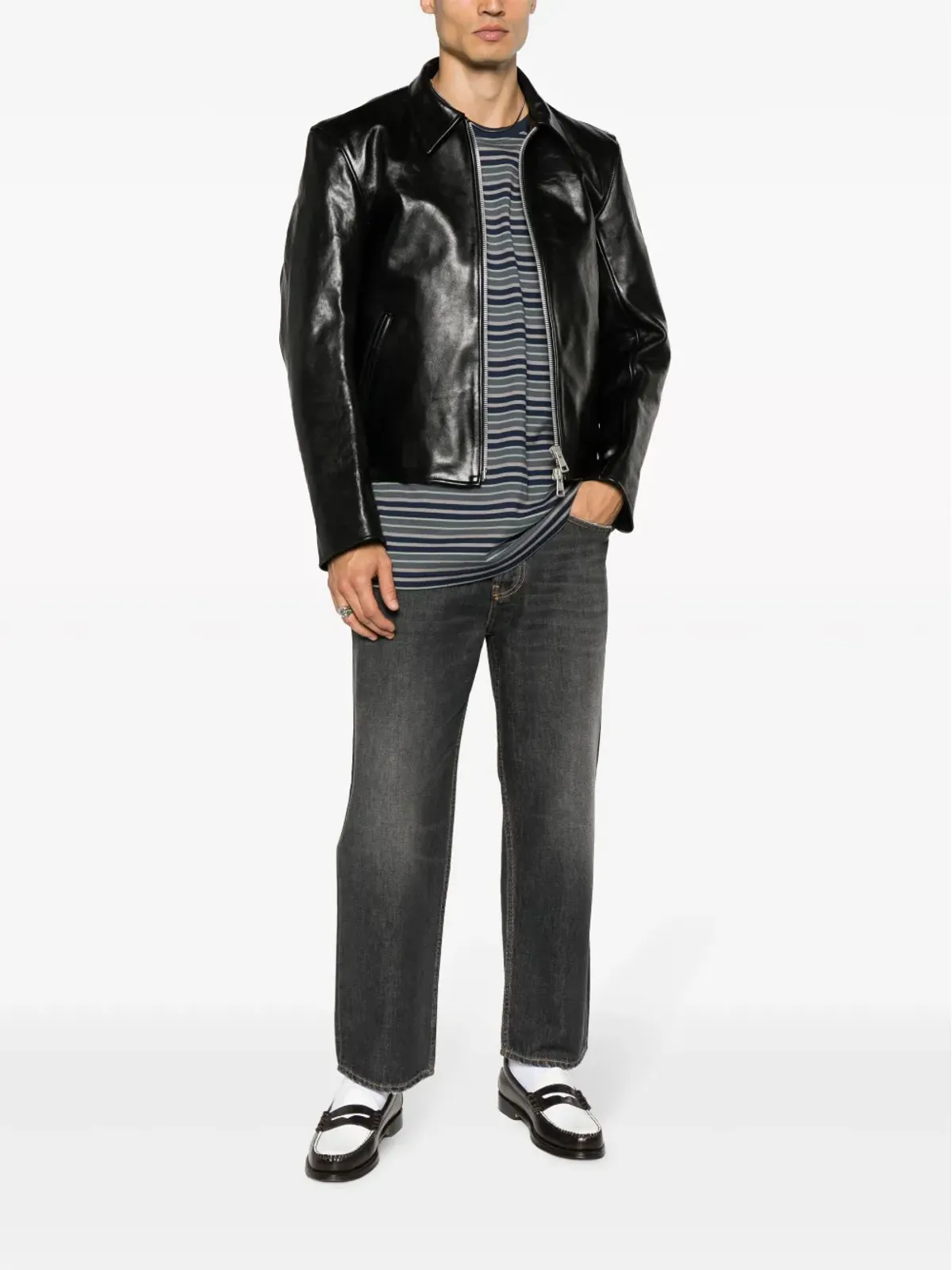 Golden Goose ロゴパッチ付きクロップドジーンズ - 画像2