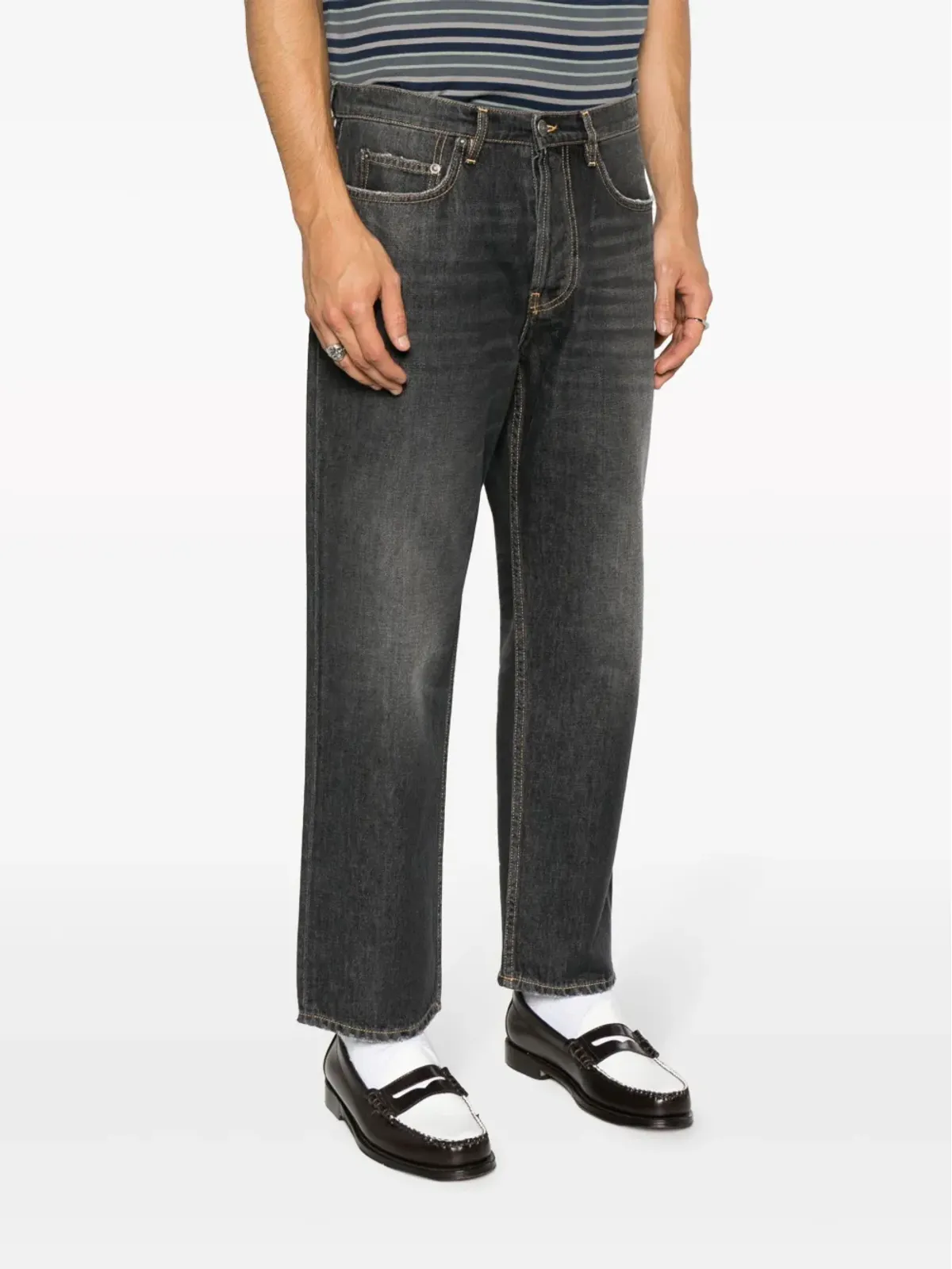 Golden Goose ロゴパッチ付きクロップドジーンズ - 画像3