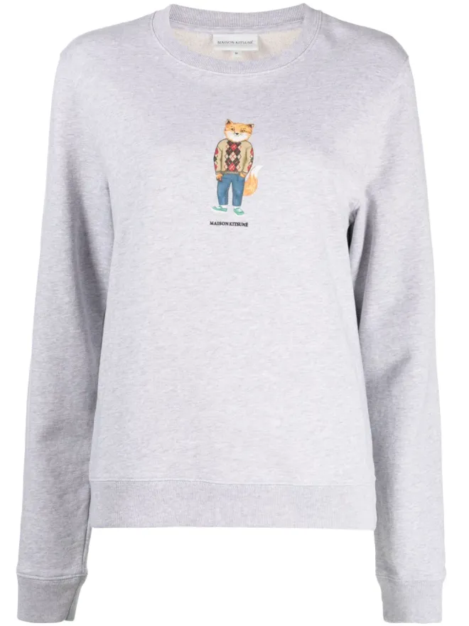 Maison Kitsuné Maison Kitsuné 狐プリント コットン スウェットシャツ - グレーの商品画像