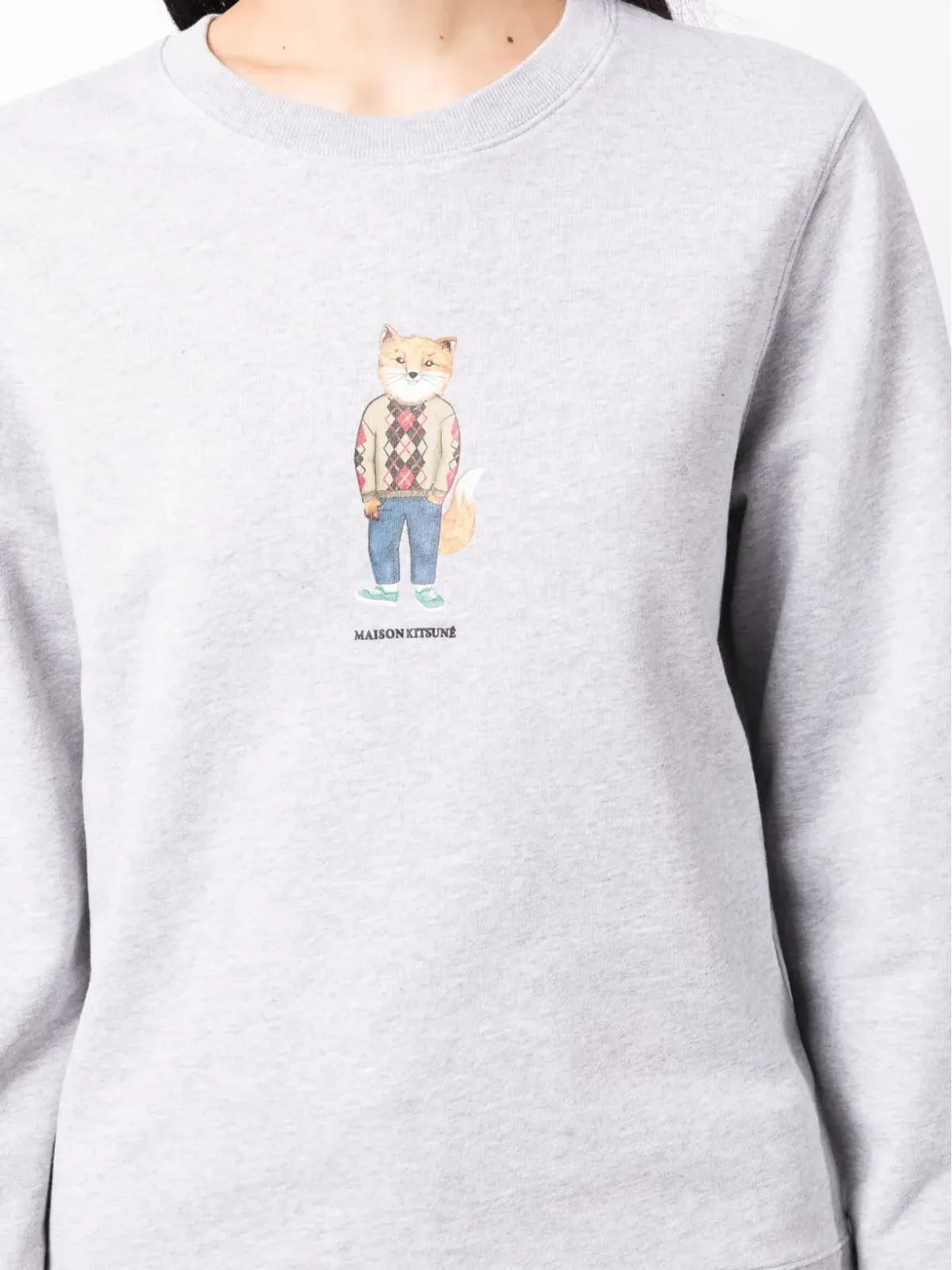 Maison Kitsuné 狐プリント コットン スウェットシャツ - グレー - 画像5