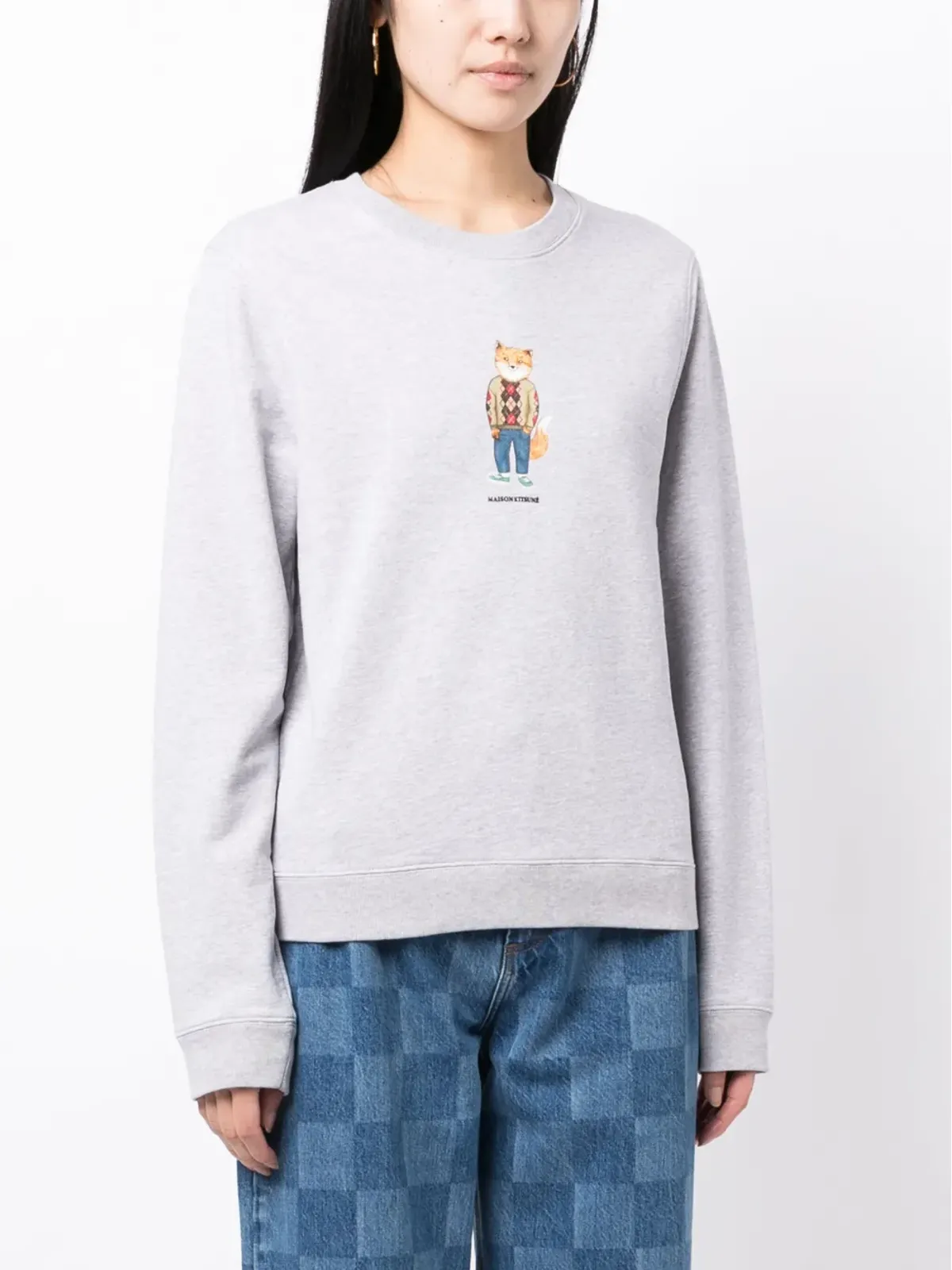 Maison Kitsuné 狐プリント コットン スウェットシャツ - グレー - 画像3