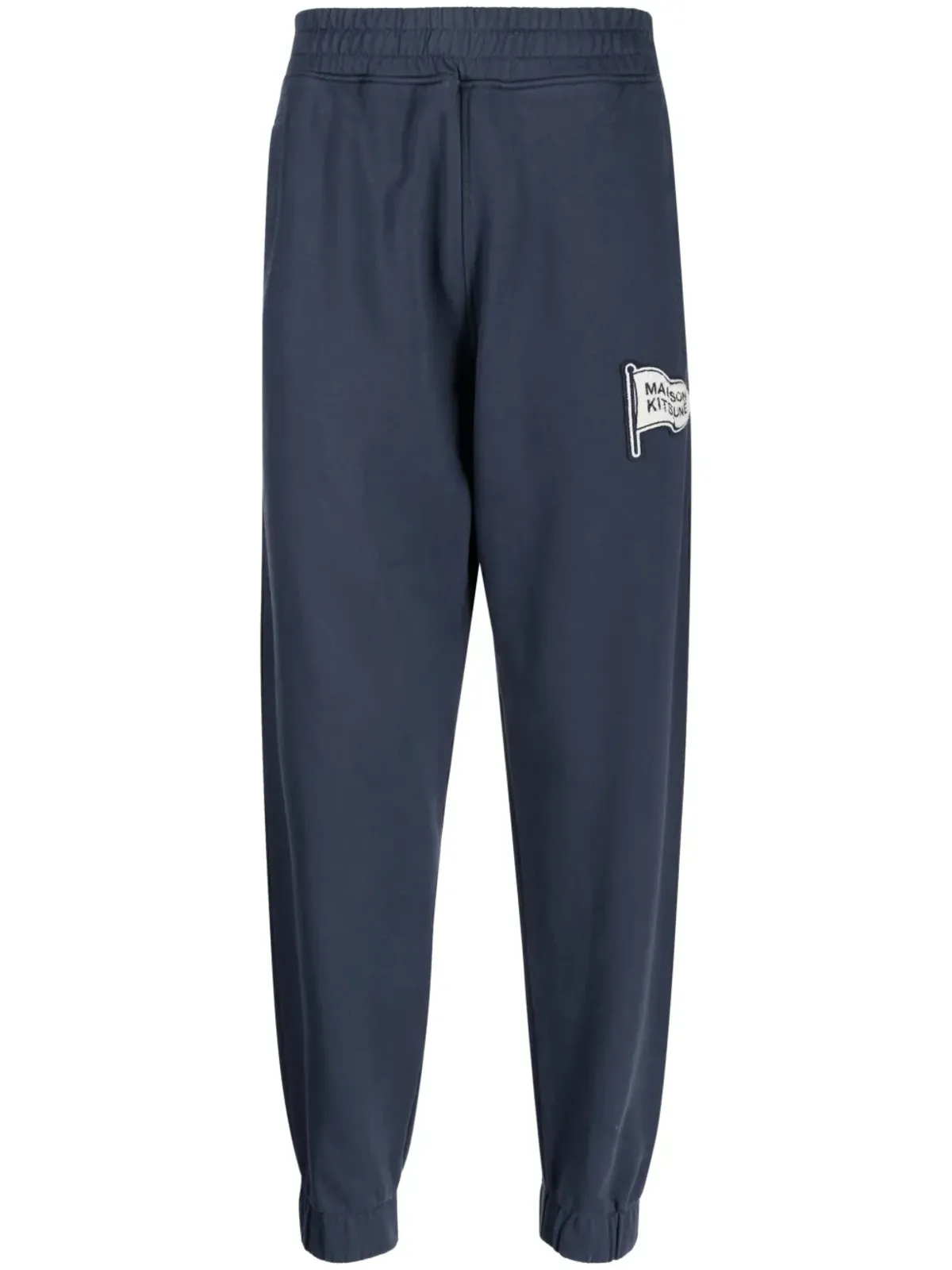 Maison Kitsuné logo-patch cotton track pants - Blue - 画像1