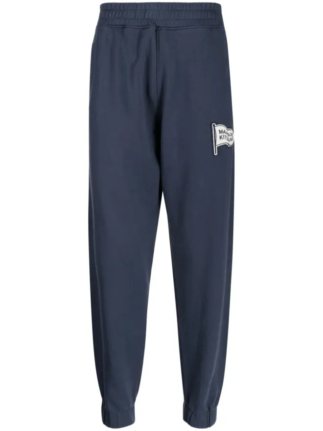 Maison Kitsuné Maison Kitsuné logo-patch cotton track pants - Blueの商品画像