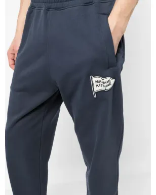 Maison Kitsuné logo-patch cotton track pants - Blue - サムネイル5