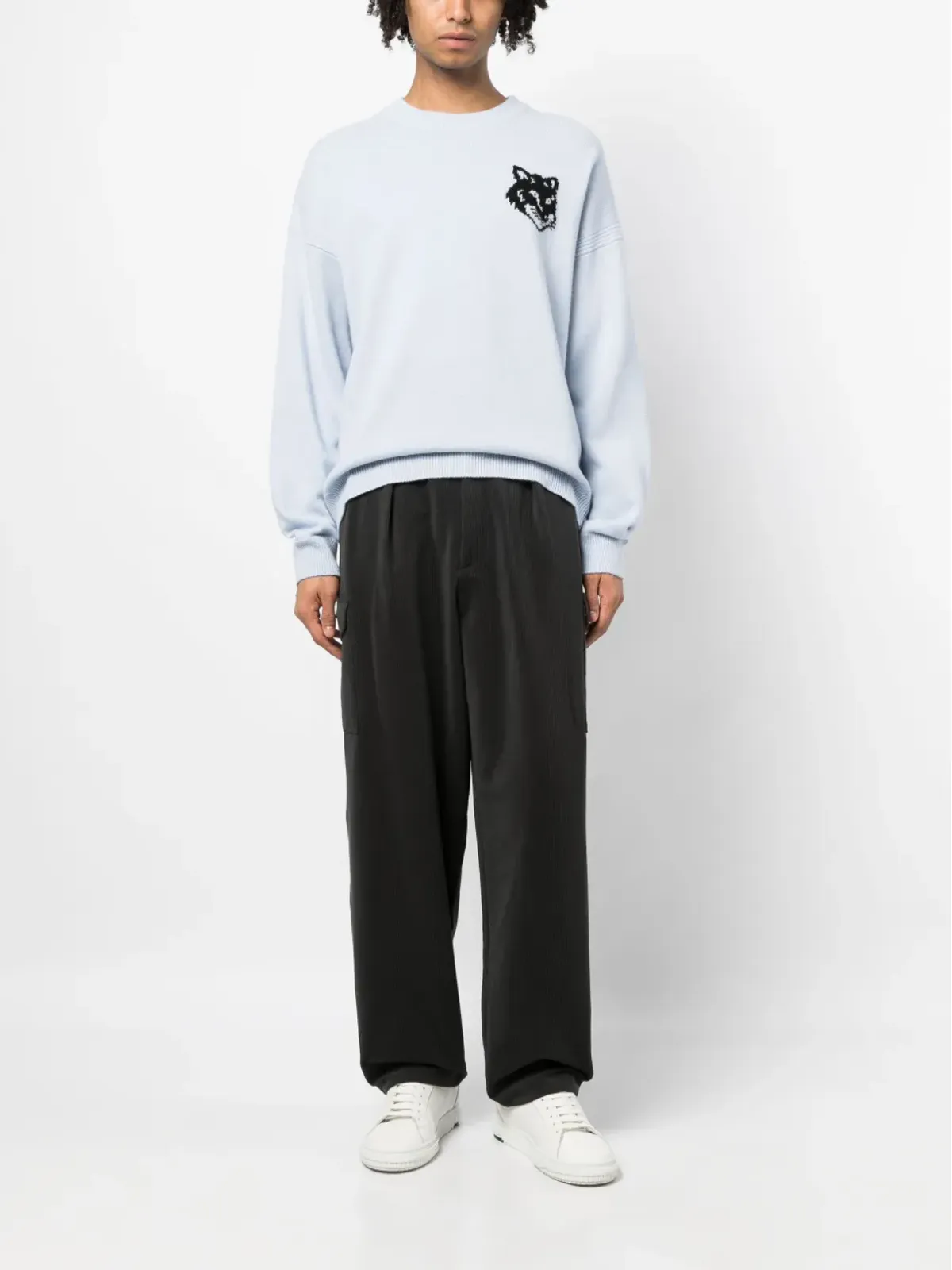 Maison Kitsuné インターシャ編み ロゴ ウール ジャンパー - 画像2