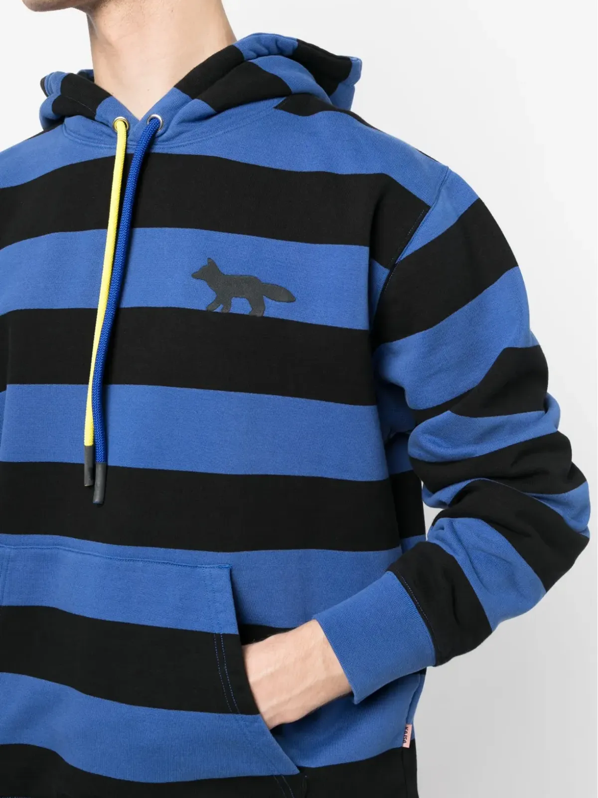 Maison Kitsuné stripe-pattern jersey hoodie - Blue - 画像5