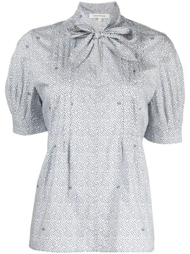 Maison Kitsuné Maison Kitsuné モノグラム柄半袖シャツ - ブルーの商品画像