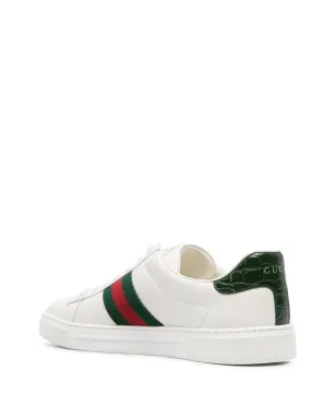 Gucci Aceストライプ ヘビ柄風スニーカー - White - サムネイル3