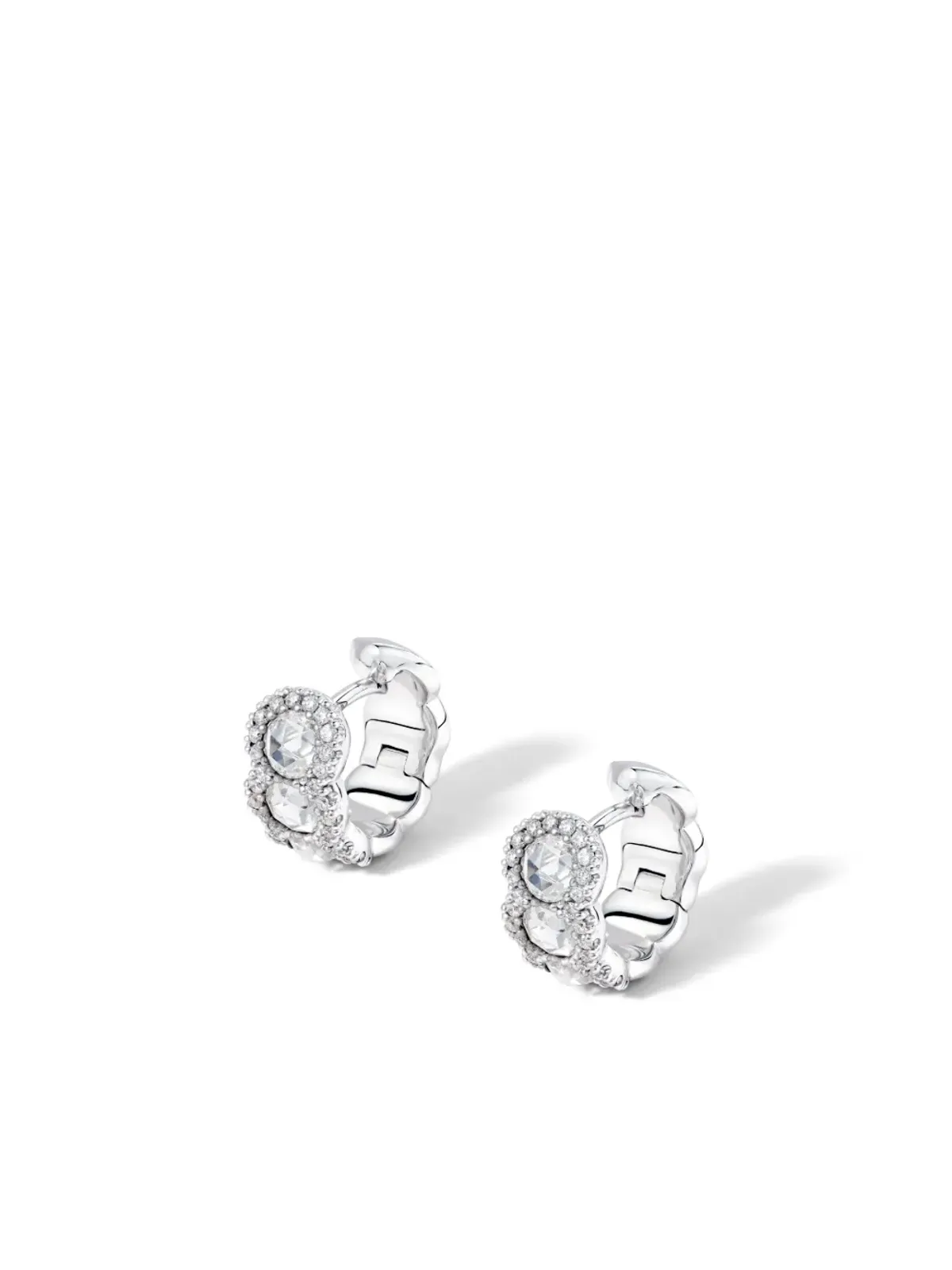 David Morris 18金ホワイトゴールド ダイヤモンド ミニフープピアス - シルバー - 画像2