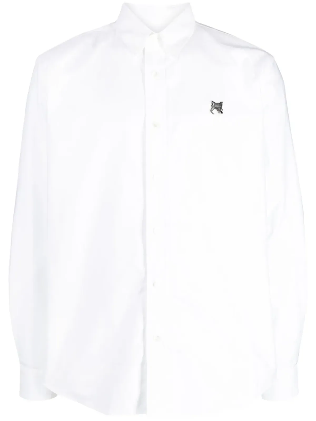 Maison Kitsuné Fox-patch slim-cut shirt - White - 画像1