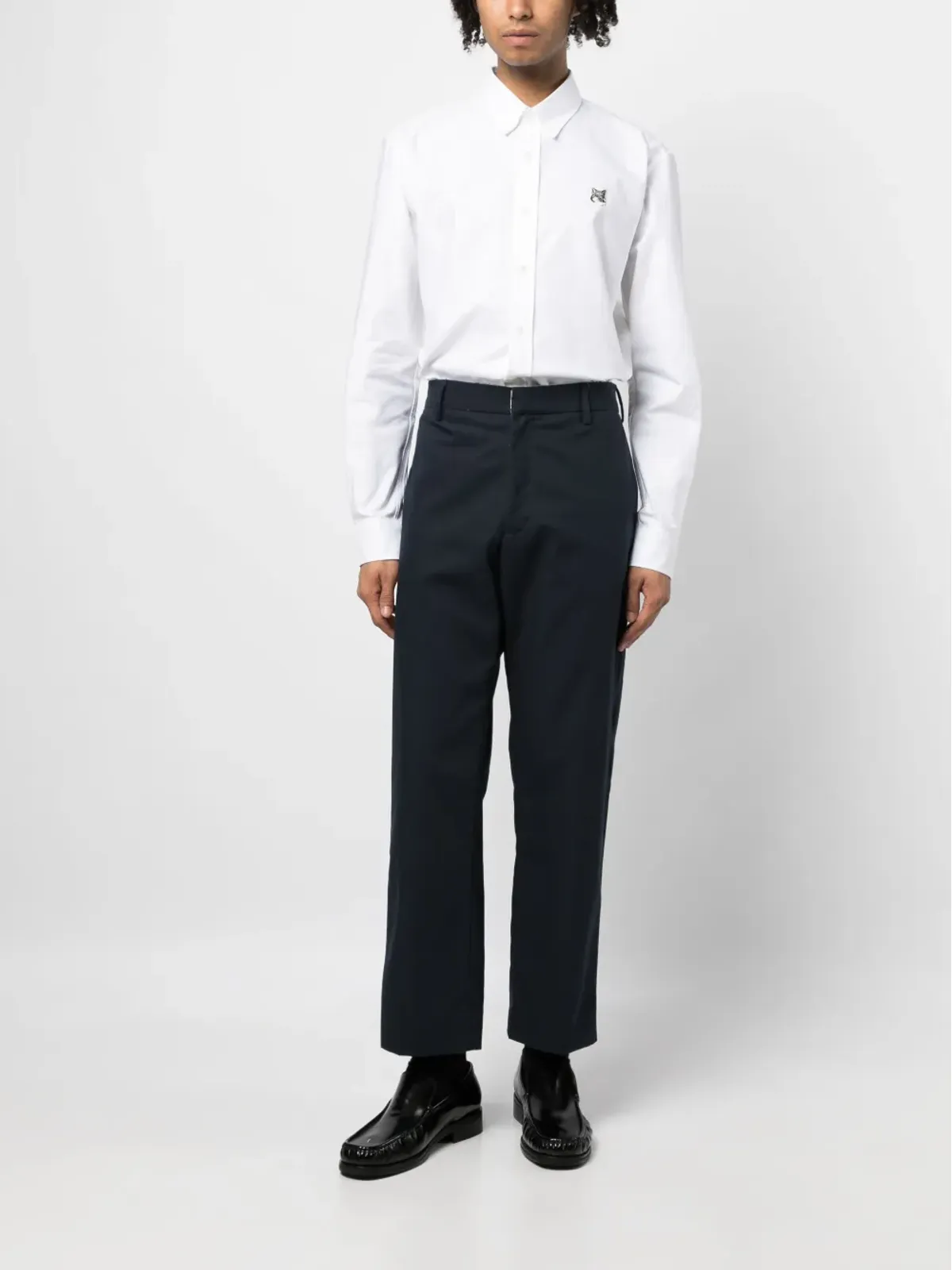 Maison Kitsuné Fox-patch slim-cut shirt - White - 画像2