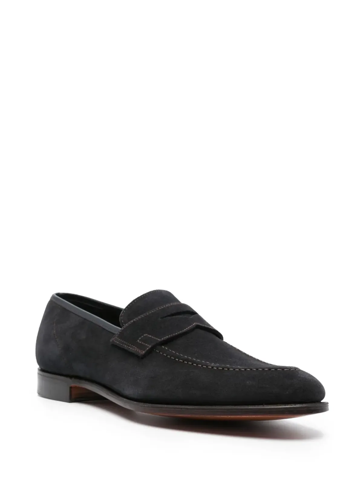 Crockett & Jones アーモンドトゥスエードローファー - 画像2