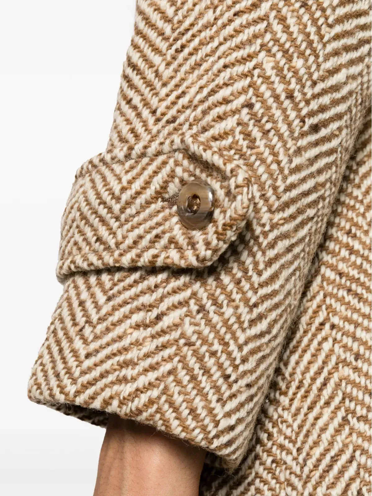 A.N.G.E.L.O. Vintage Cult 1970s herringbone pattern box-pleat detail coat - Neutrals - 画像5