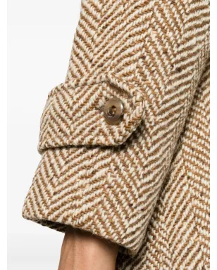 A.N.G.E.L.O. Vintage Cult 1970s herringbone pattern box-pleat detail coat - Neutrals - サムネイル5