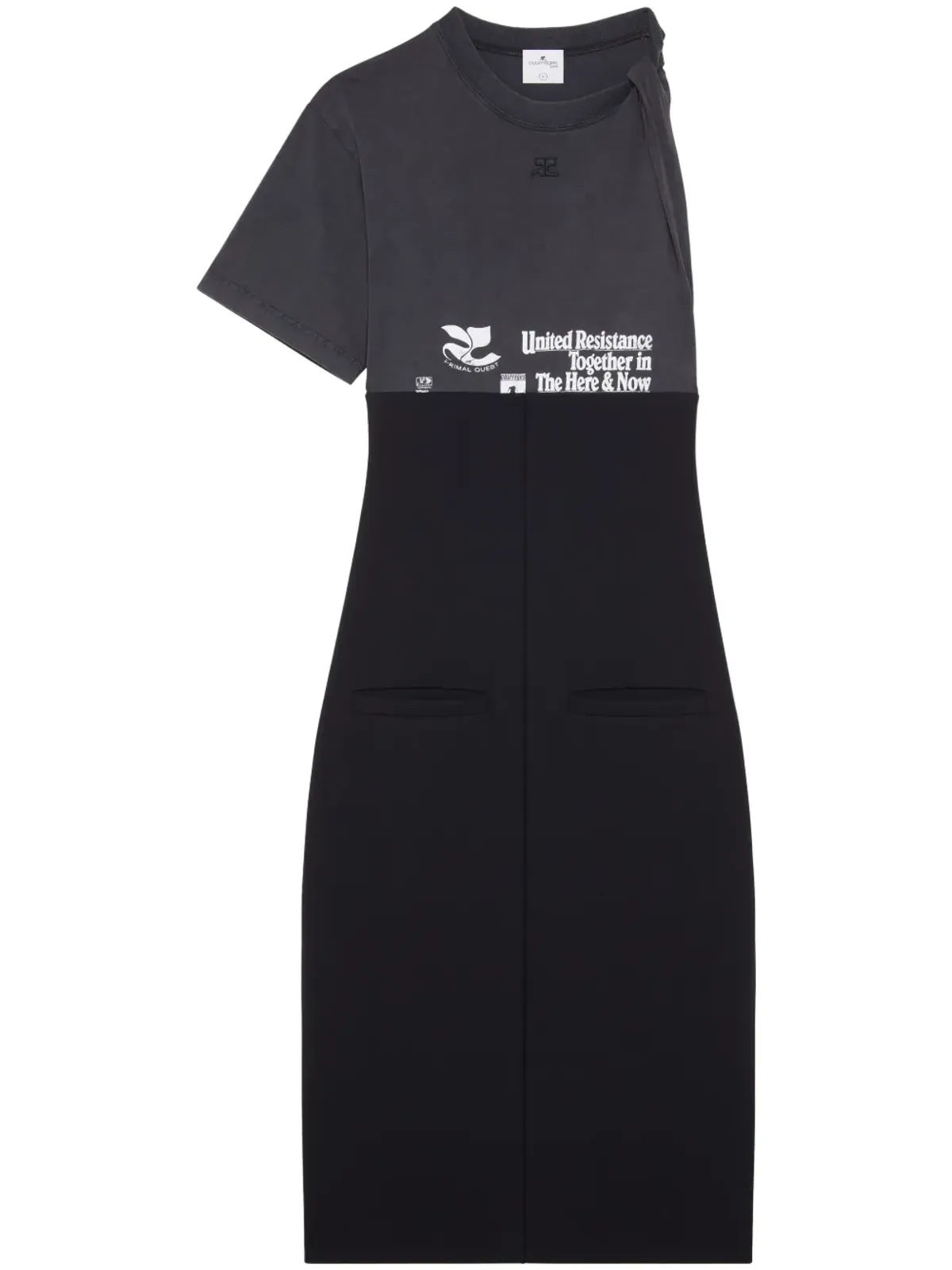 Courrèges ロゴプリント パネルド ミディドレス - 画像1