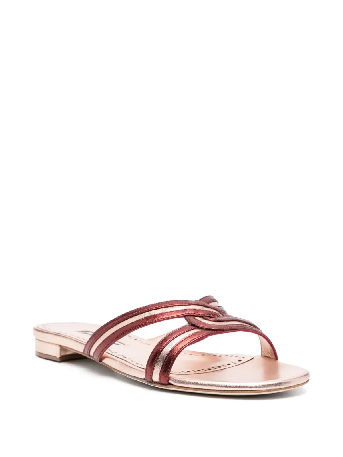 Manolo Blahnik Gasachan レザー・スライド ピンク - 画像2