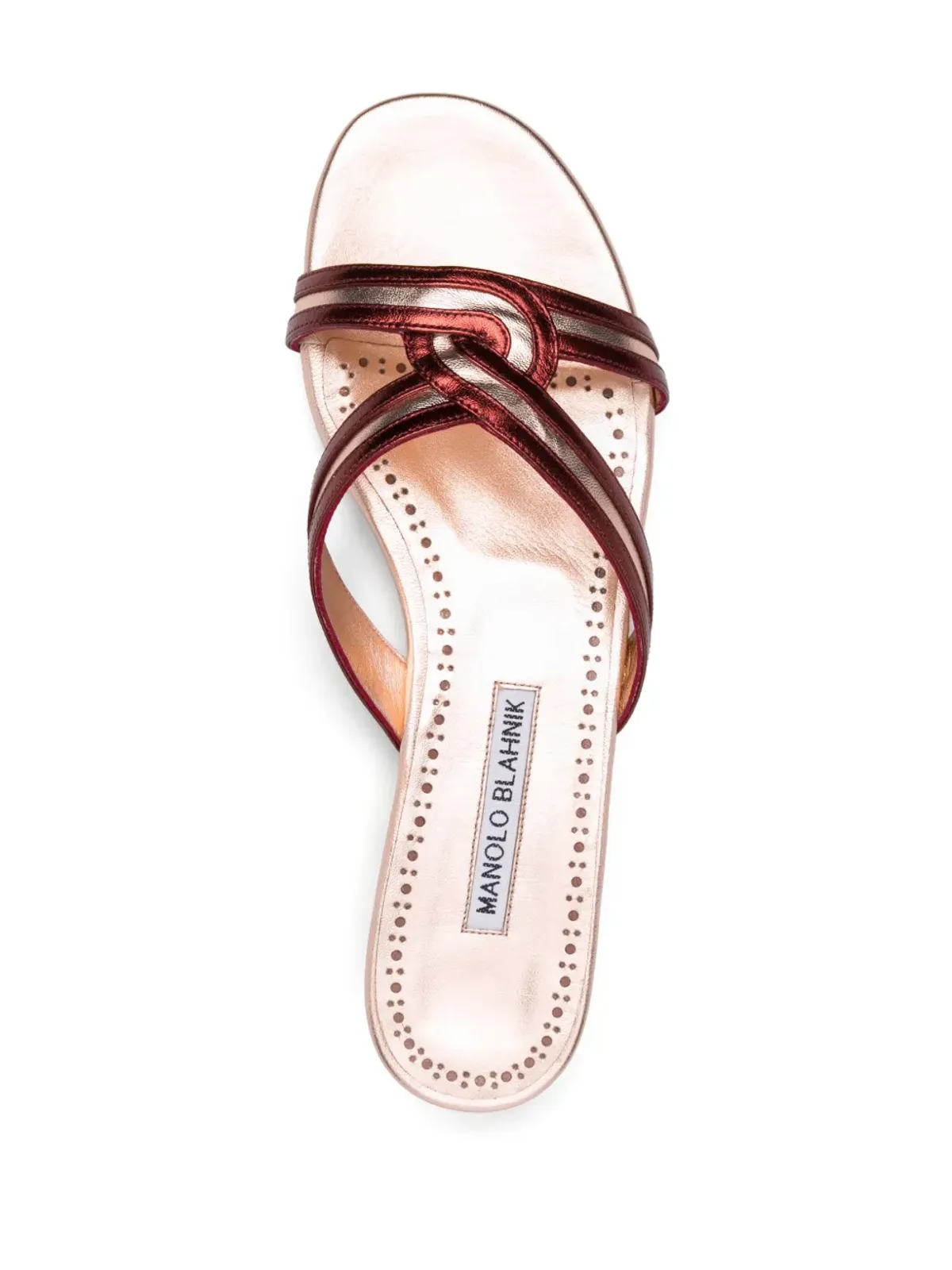 Manolo Blahnik Gasachan レザー・スライド ピンク - 画像4