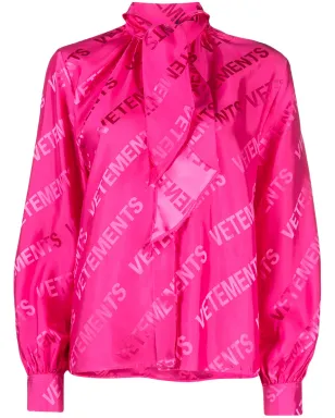 VETEMENTS ロゴジャカード タイネック シャツ - ピンク - サムネイル1