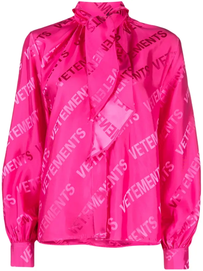 VETEMENTS VETEMENTS ロゴジャカード タイネック シャツ - ピンクの商品画像