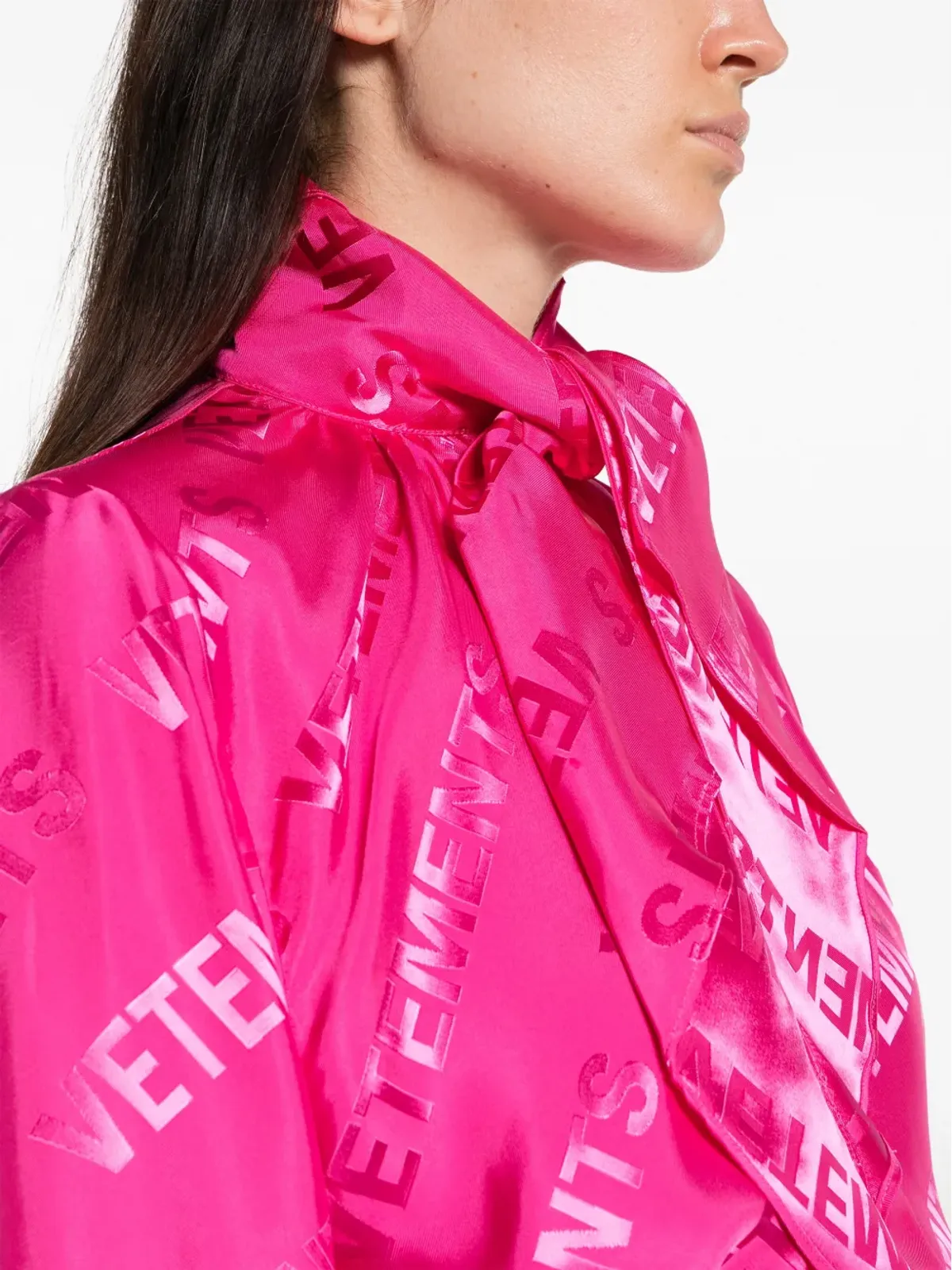 VETEMENTS ロゴジャカード タイネック シャツ - ピンク - 画像5