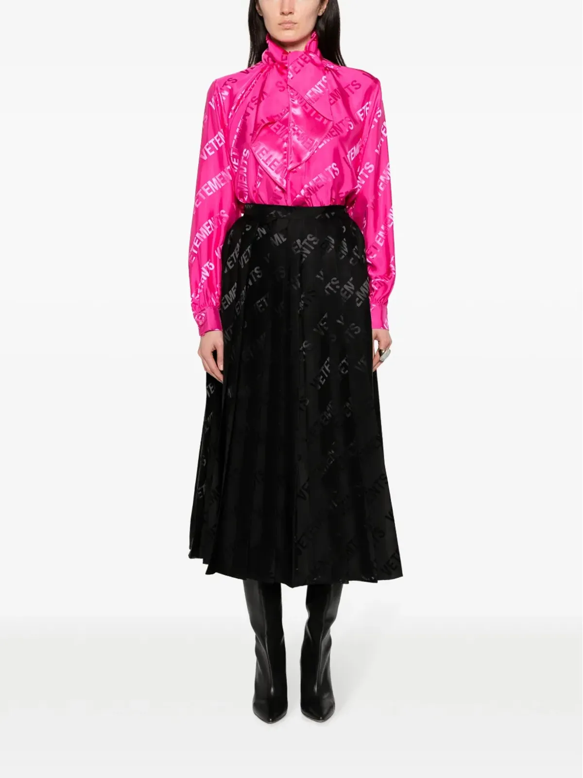VETEMENTS ロゴジャカード タイネック シャツ - ピンク - 画像2