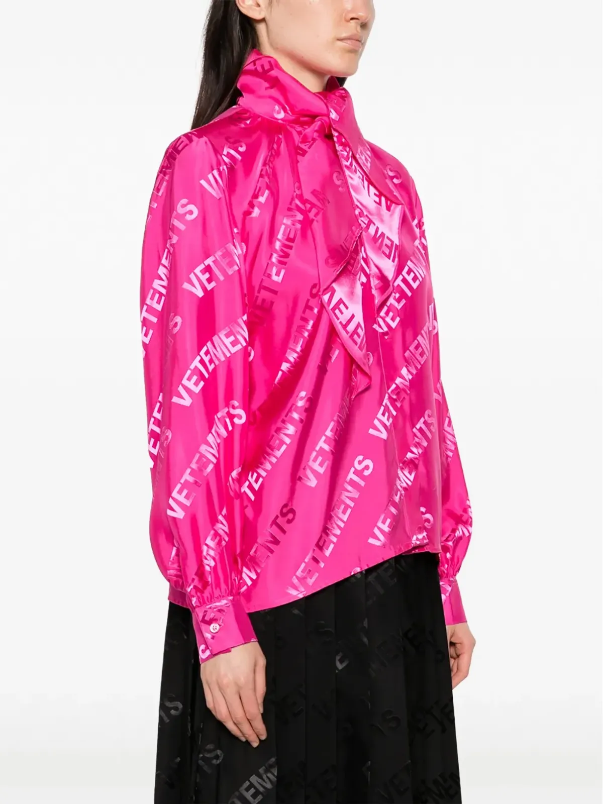 VETEMENTS ロゴジャカード タイネック シャツ - ピンク - 画像3