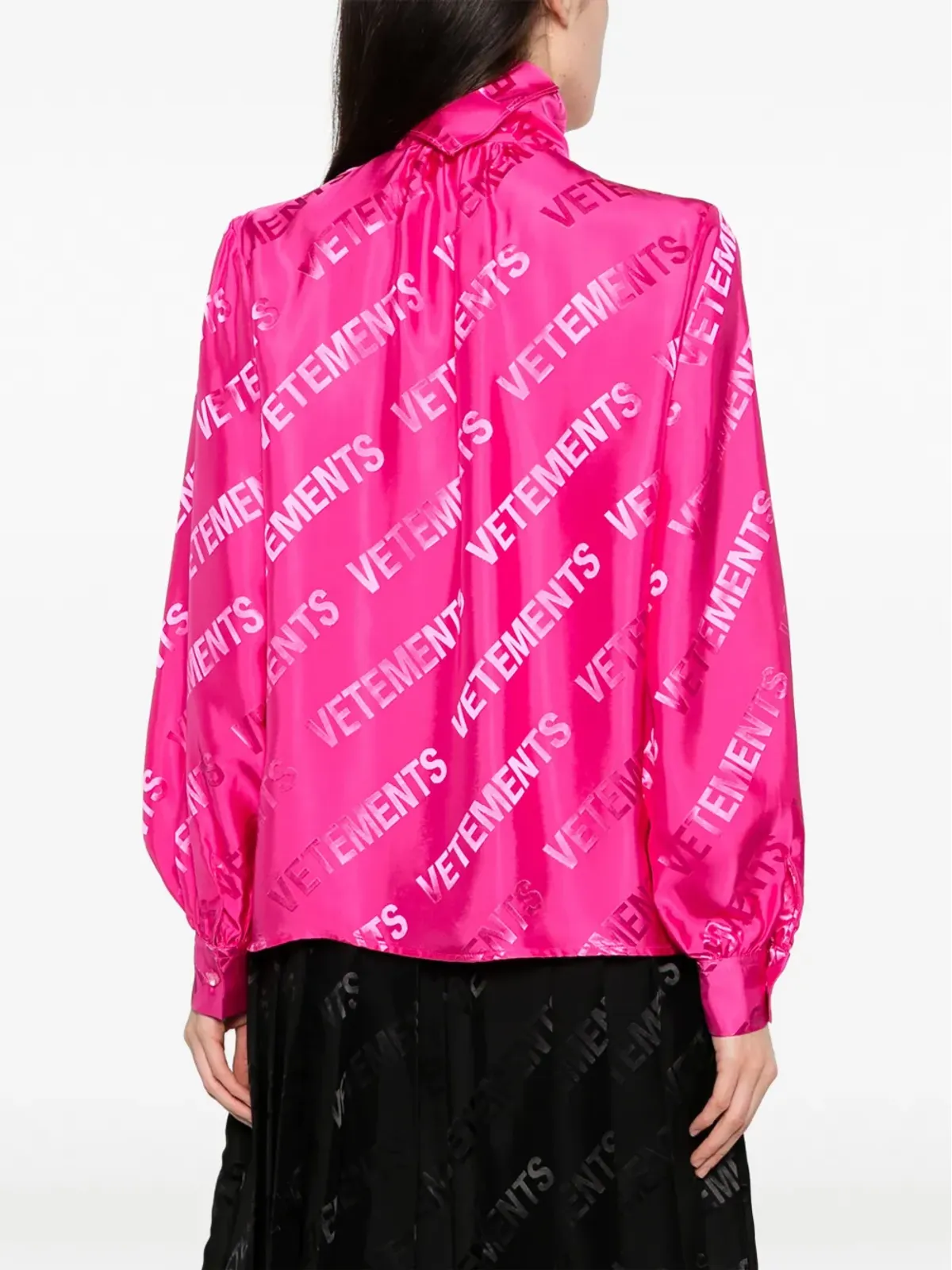 VETEMENTS ロゴジャカード タイネック シャツ - ピンク - 画像4