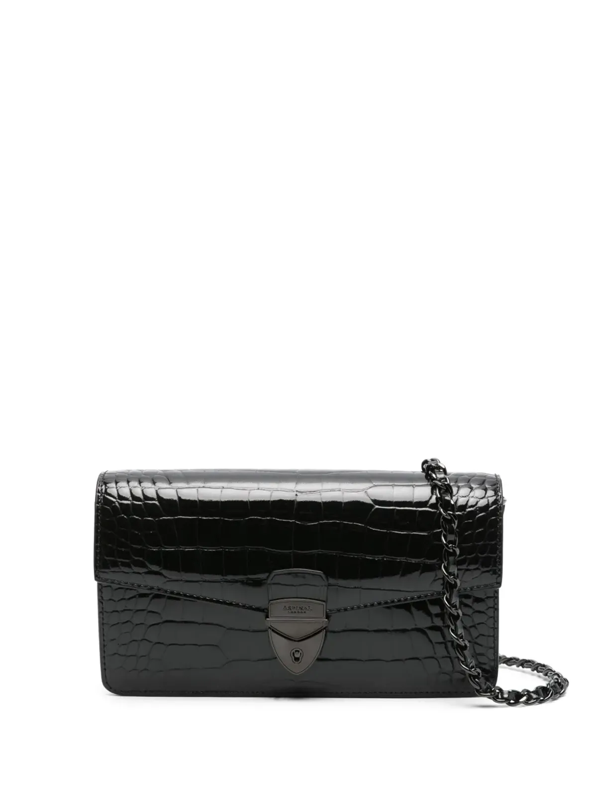 Aspinal Of London Mayfair ロゴレタリング パテントレザー クラッチバッグ - 画像1