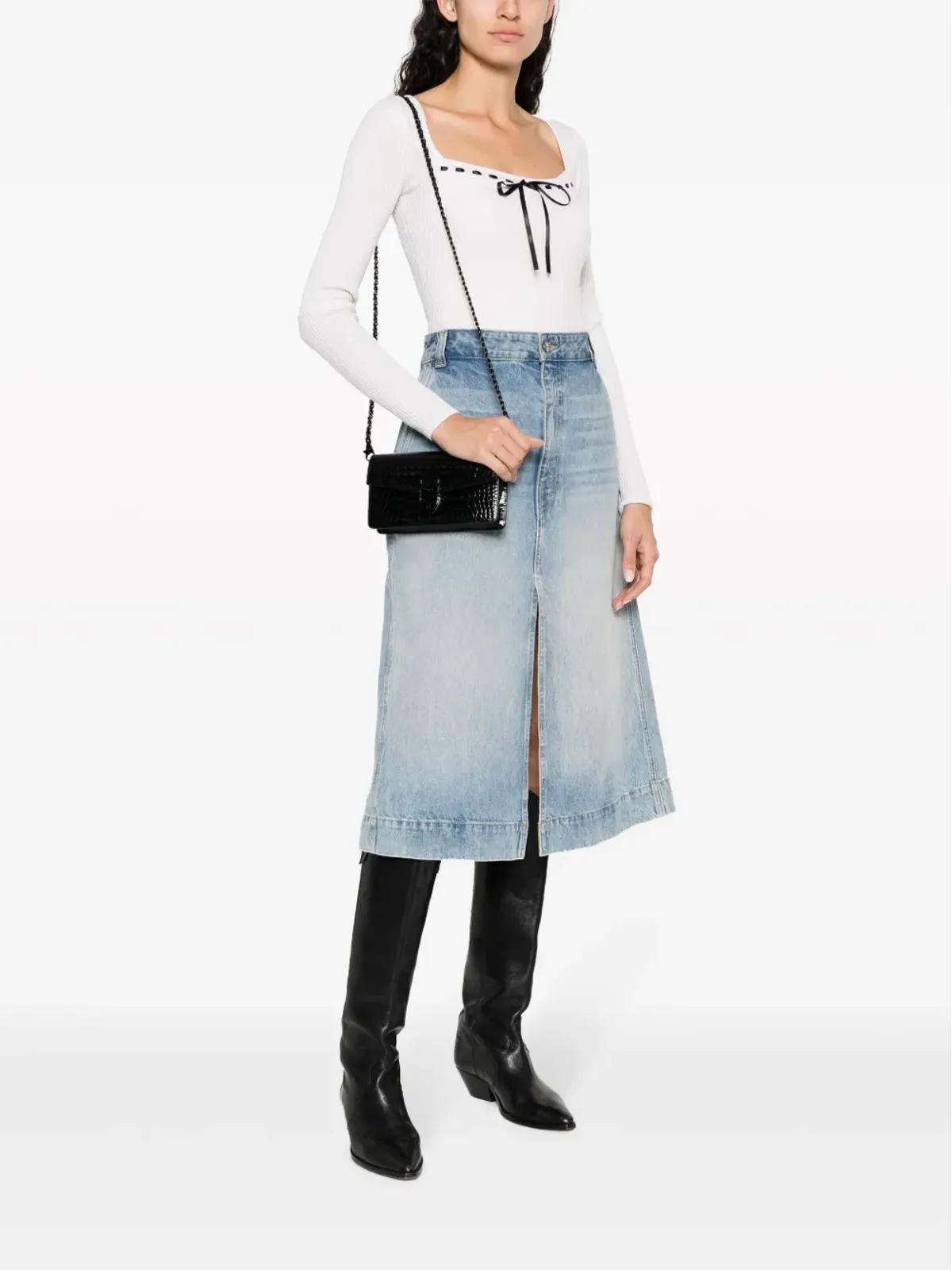 Aspinal Of London Mayfair ロゴレタリング パテントレザー クラッチバッグ - 画像2