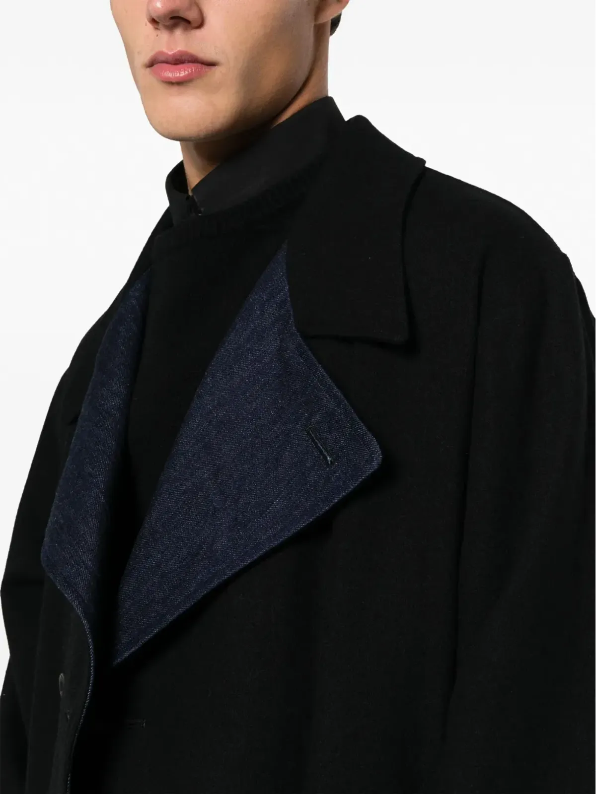 Yohji Yamamoto ノッチド・ラペル フェルテッド トレンチコート - 画像5