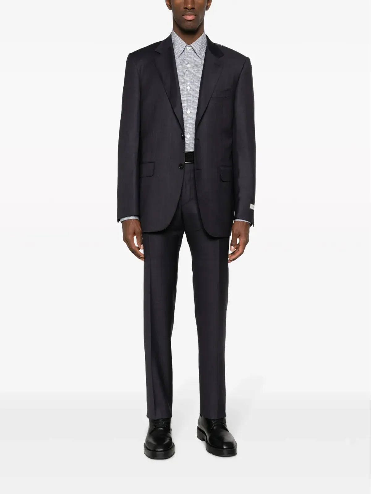 Canali ロゴパッチスーツ ブルー - 画像2