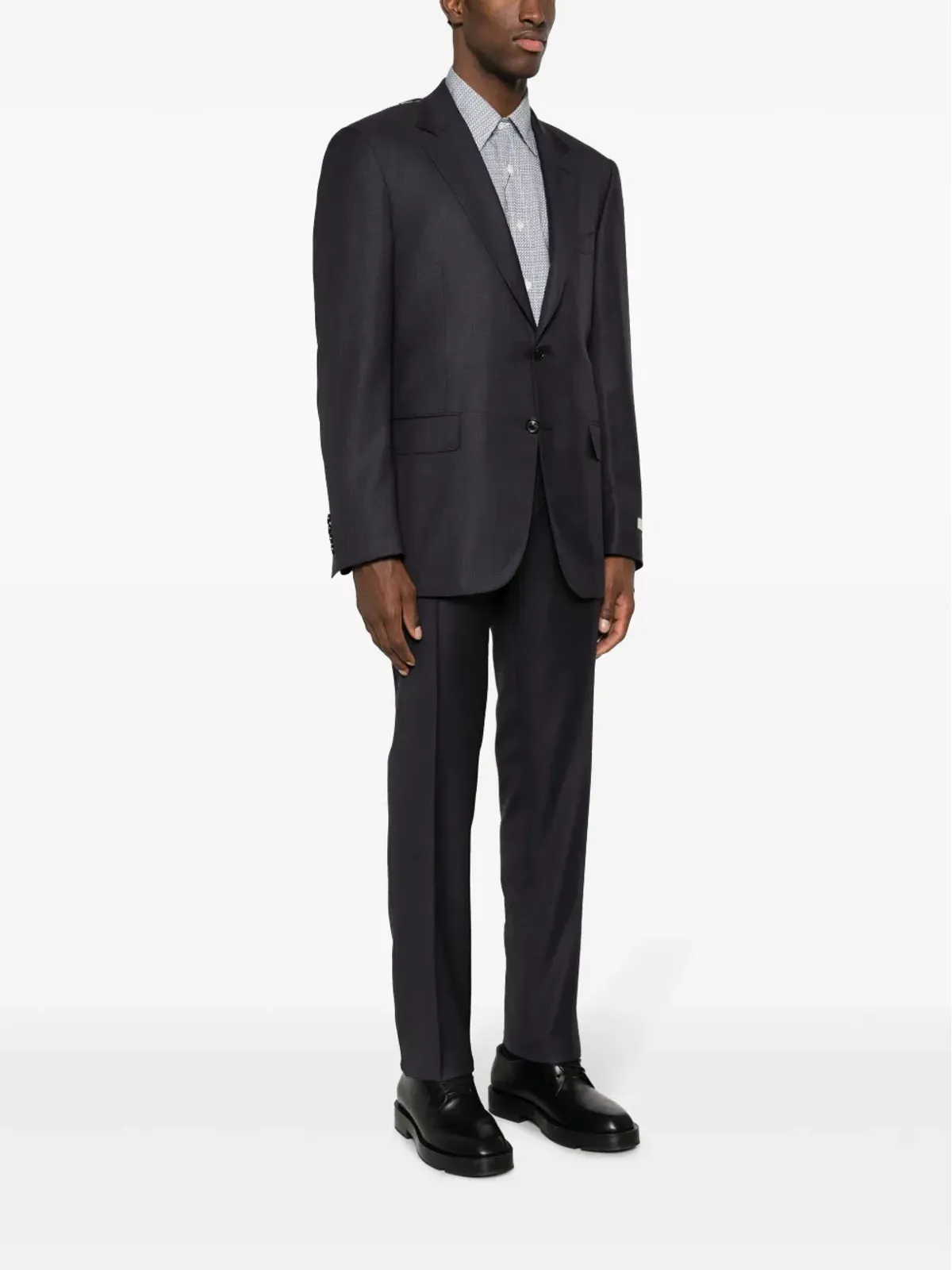 Canali ロゴパッチスーツ ブルー - 画像3