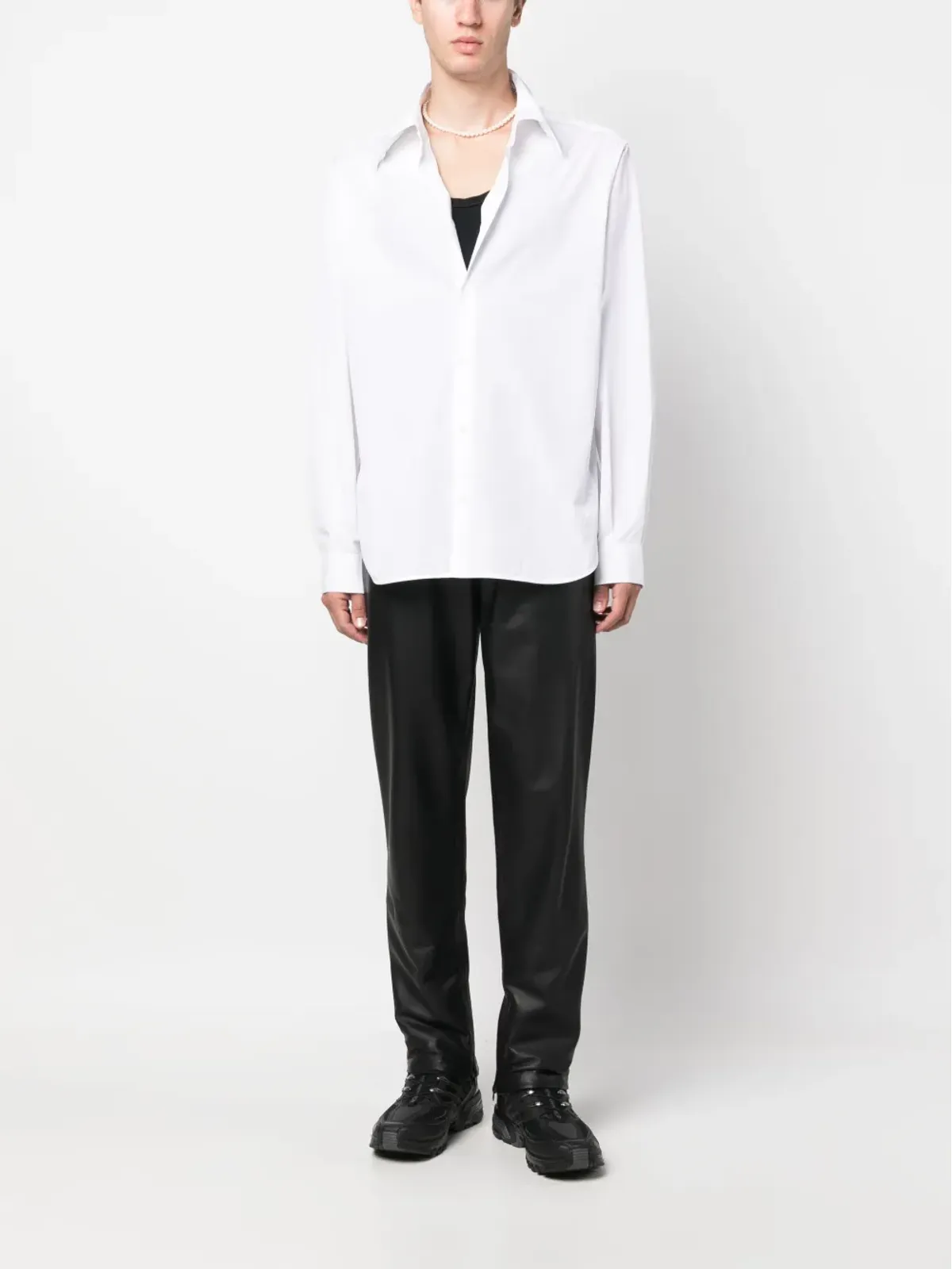 Sunflower Pleace poplin long-sleeved shirt - White - 画像2
