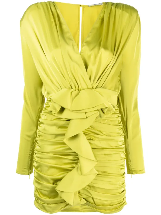 The New Arrivals Ilkyaz Ozel The New Arrivals Ilkyaz Ozel フリルディテールのサテン ミニドレスの商品画像