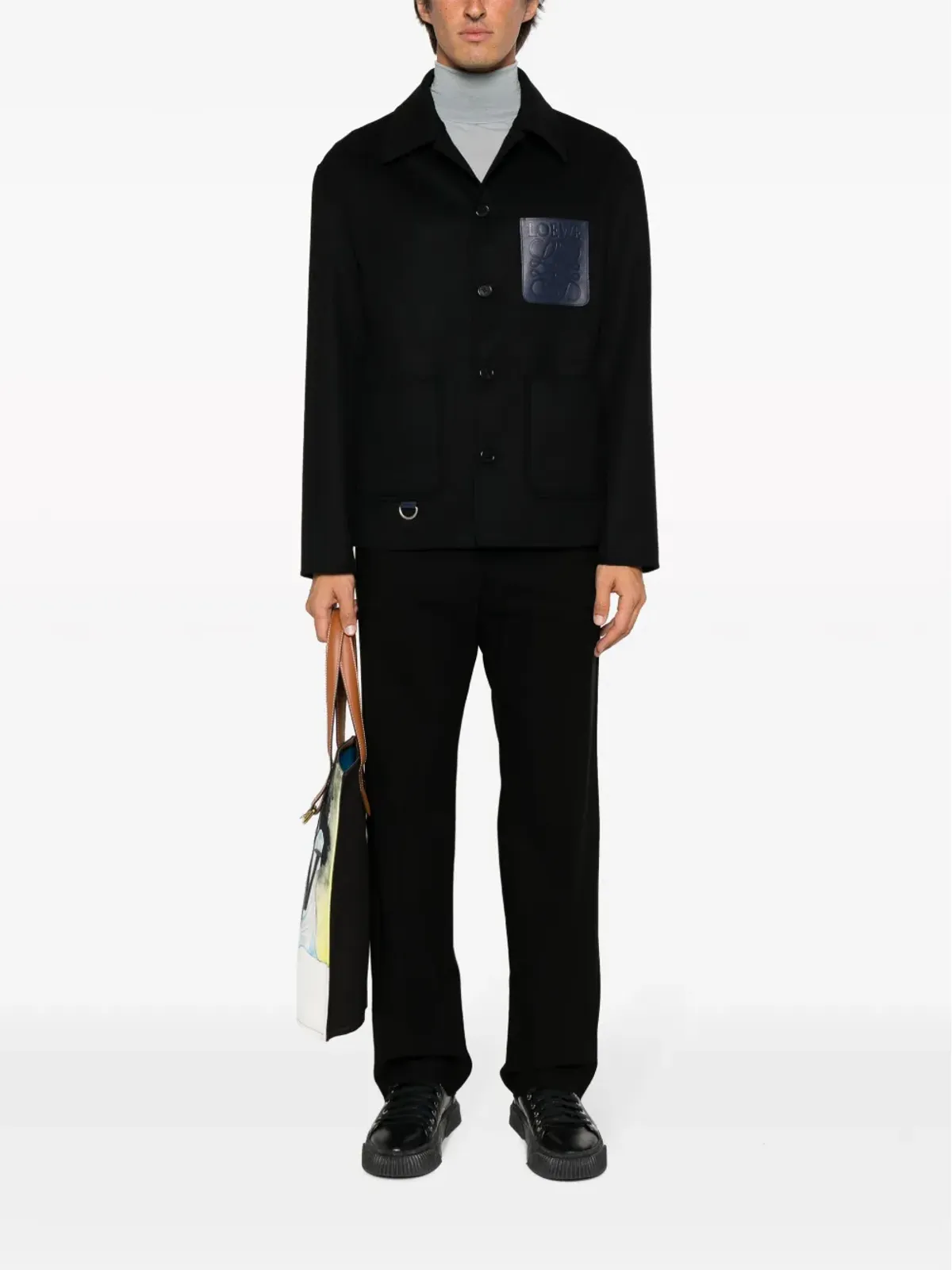 LOEWE パイプドリム ウール トラックパンツ - ブラック - 画像2