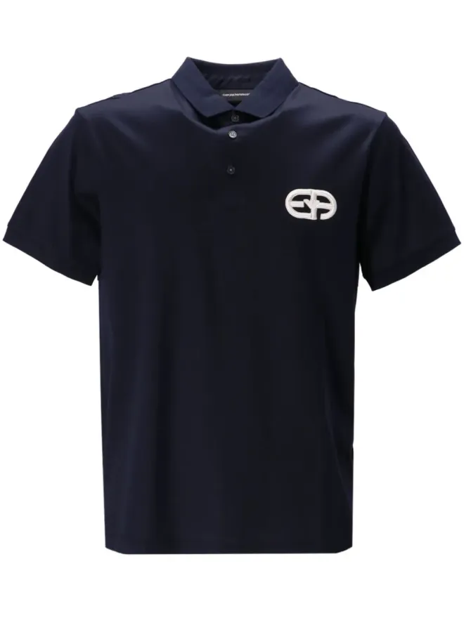 Emporio Armani Emporio Armani ロゴパッチ付きボタン留めポロシャツの商品画像